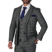 Men's Grey Blazer Tweed Herringbone Wool Blend Sport Coat - Knighthood Store
