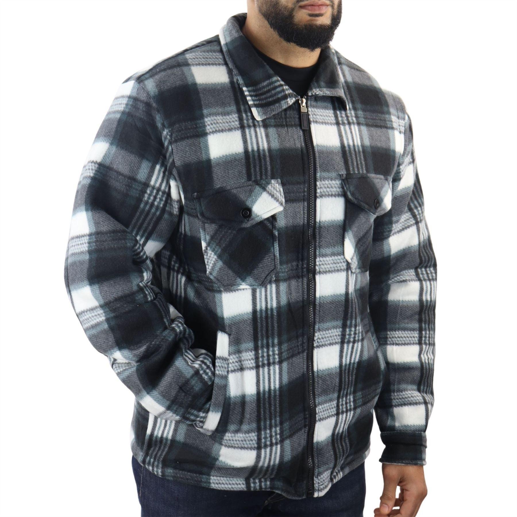Men's Jumper Thermal Fleece Fur Lined Lumberjack Zipped Check Winter Shirt - Knighthood Store