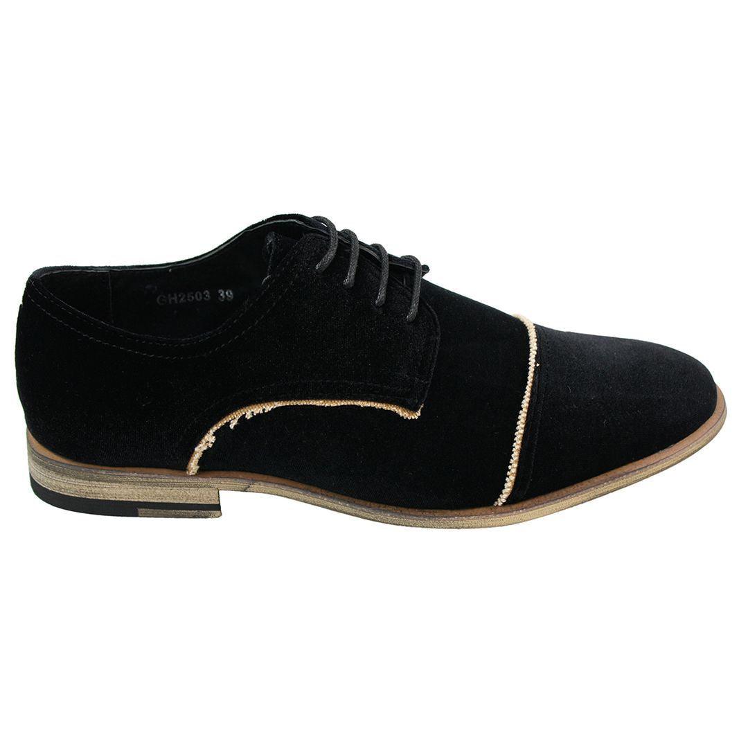 Mens Velvet Feel Shoes Blue Black Laced Smart Casual 5 6 7 8 9 10 11 - Knighthood Store