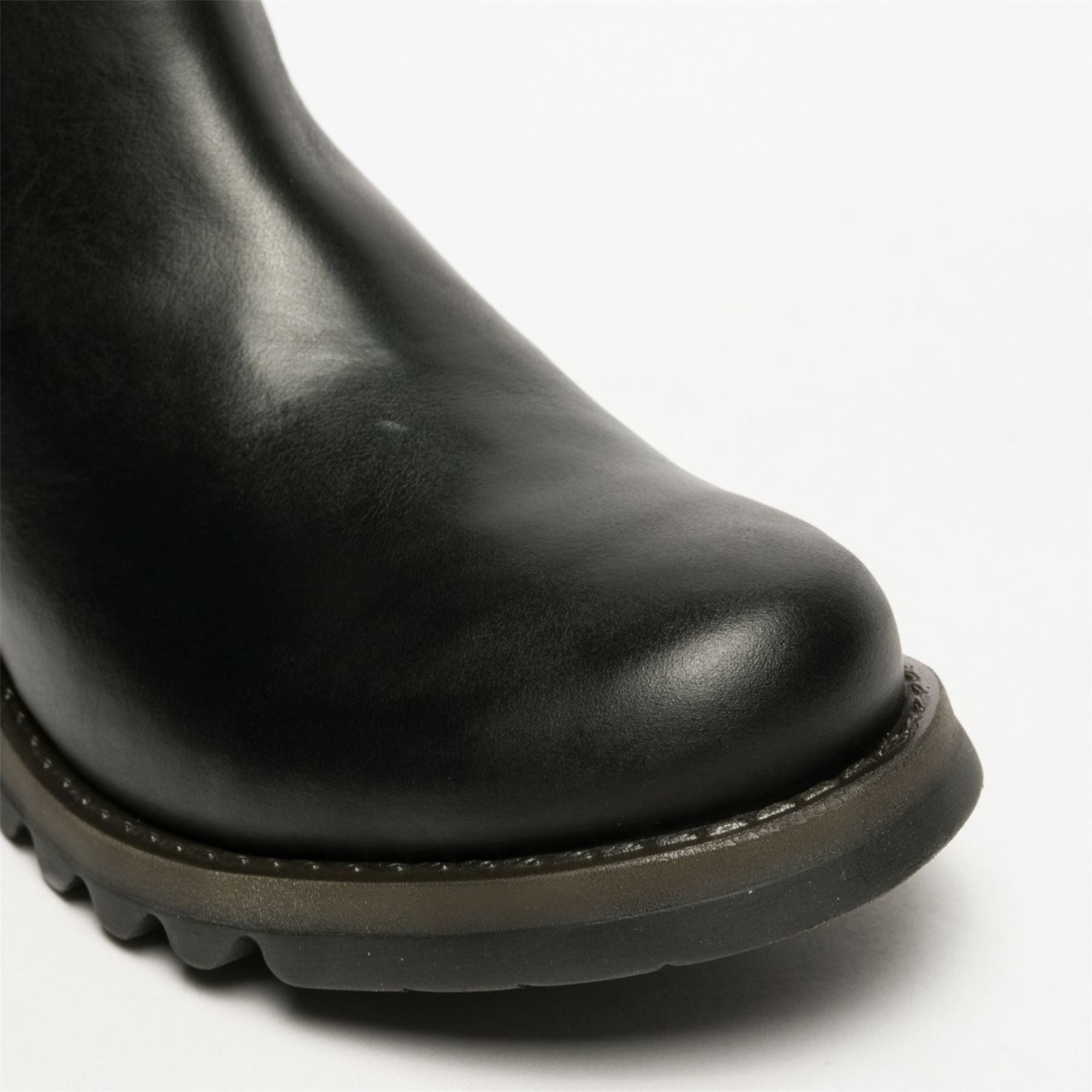 SALV195 - Women's Wedge Heel Leather Chelsea Ankle Boots