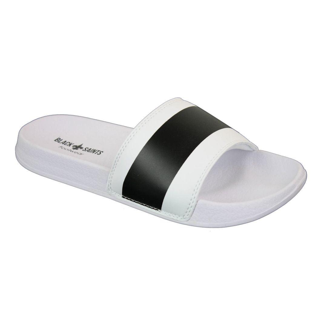 Mens Black White Stripes Spikes Flip Flops Slippers Summer Beach Casual Walking - Knighthood Store