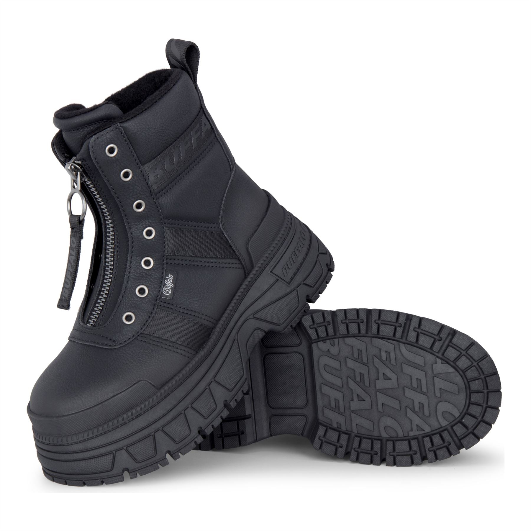 FUSION FRONT ZIP - Women’s Black Front-Zip Platform Boots