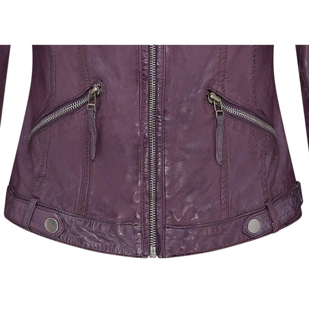 Women's Leather Jacket Hooded Biker Motorcycle Coat