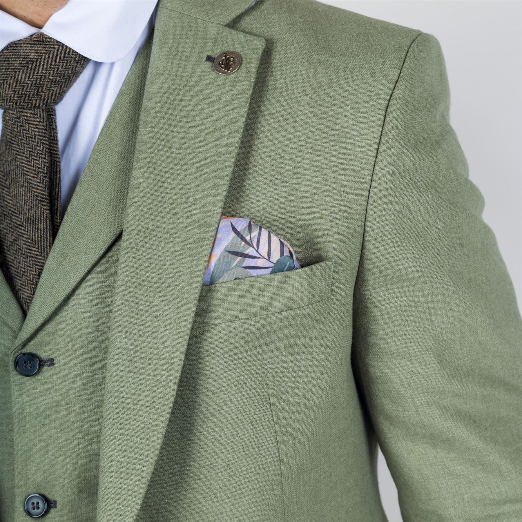 TruClothing TP-22 - Men's Sage 3 Piece Linen Summer Suit