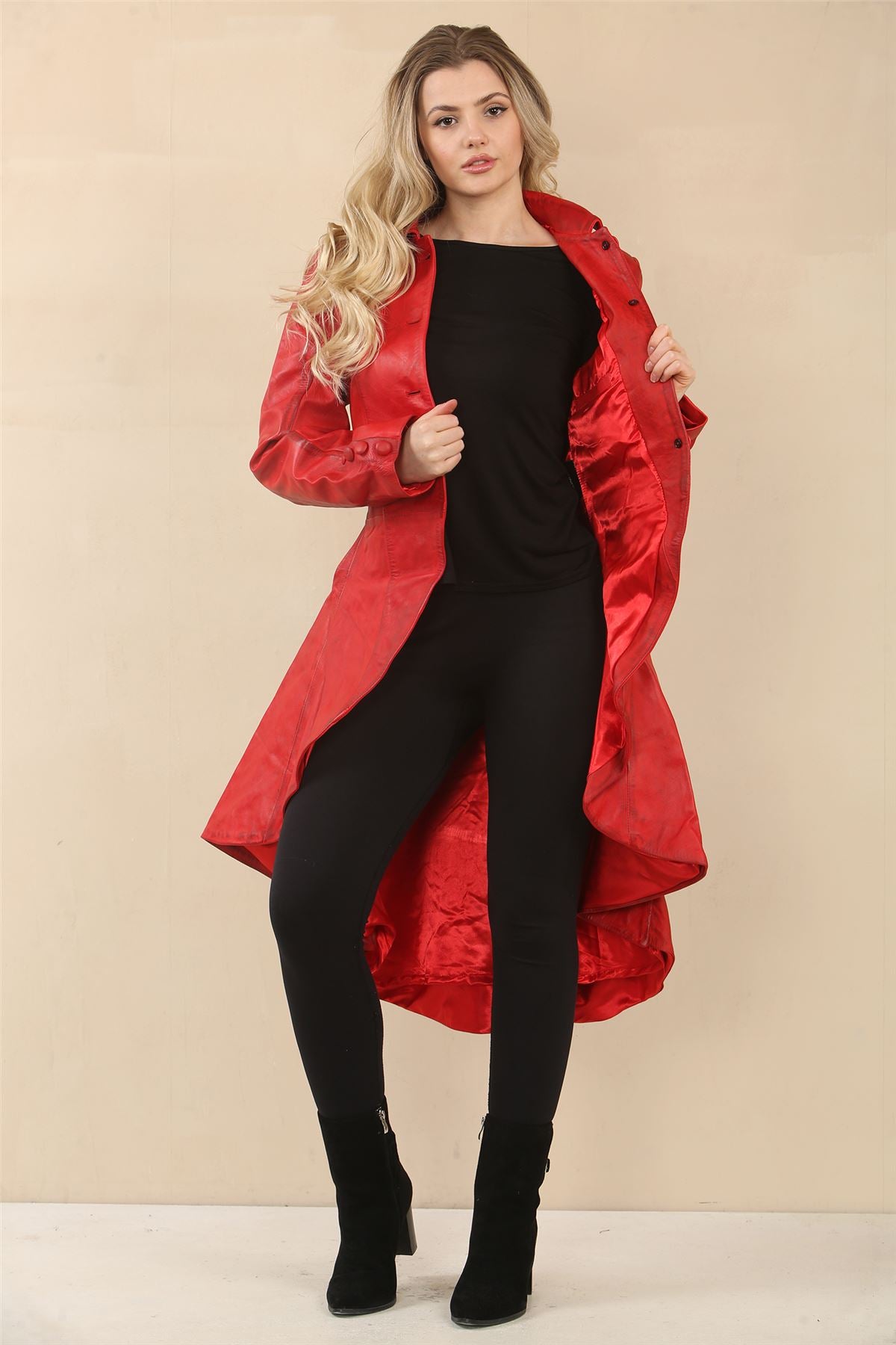 Women's Gothic Full Length Victorian Leather Coat