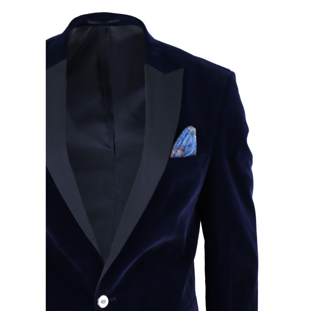 Mens Soft Velvet 1 Button Dinner Jacket Tuxedo Blazer Smart Casual Tailored Fit - Knighthood Store