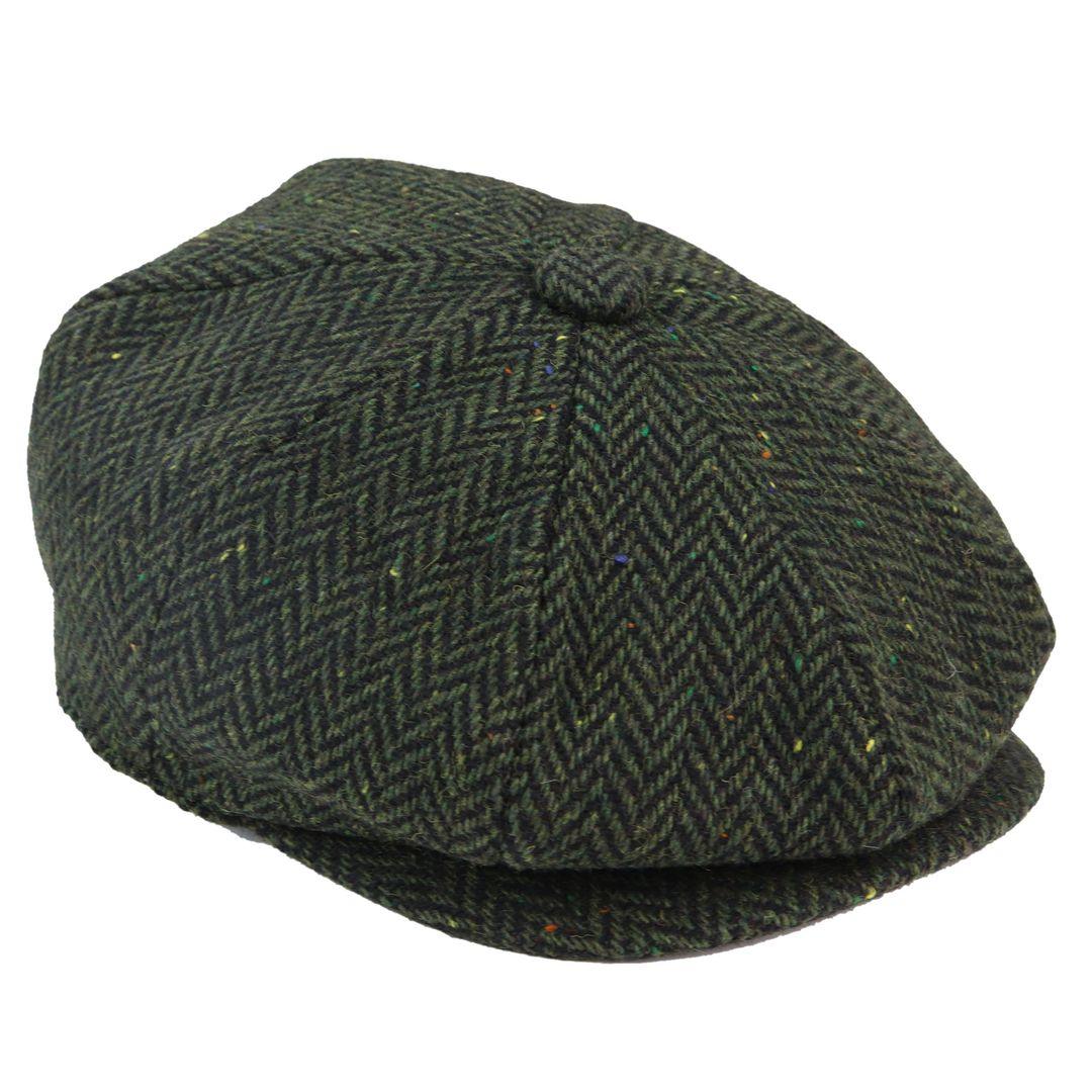 8 Panel Vintage Baker Boy Hat Newsboy Tweed Wool Herringbone 1920s Peaky - Knighthood Store