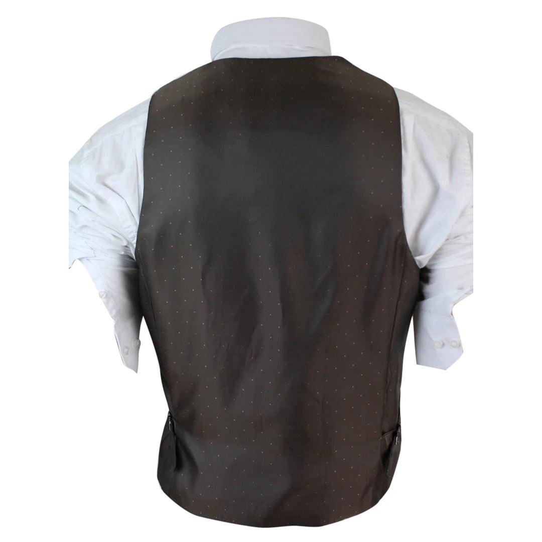 Mens Slim Fit Check Grey Tan Brown Waistcoat Smart Casual Tweed Check Navy - Knighthood Store