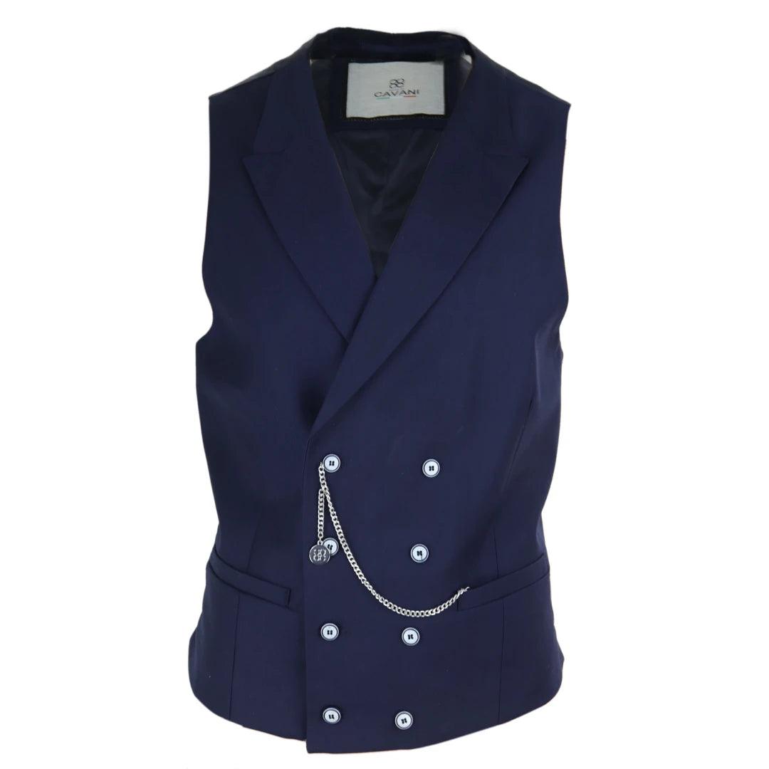 Mens Double Breasted Waistcoat 1920s Blinders Smart Casual Pocket Chain - Knighthood Store