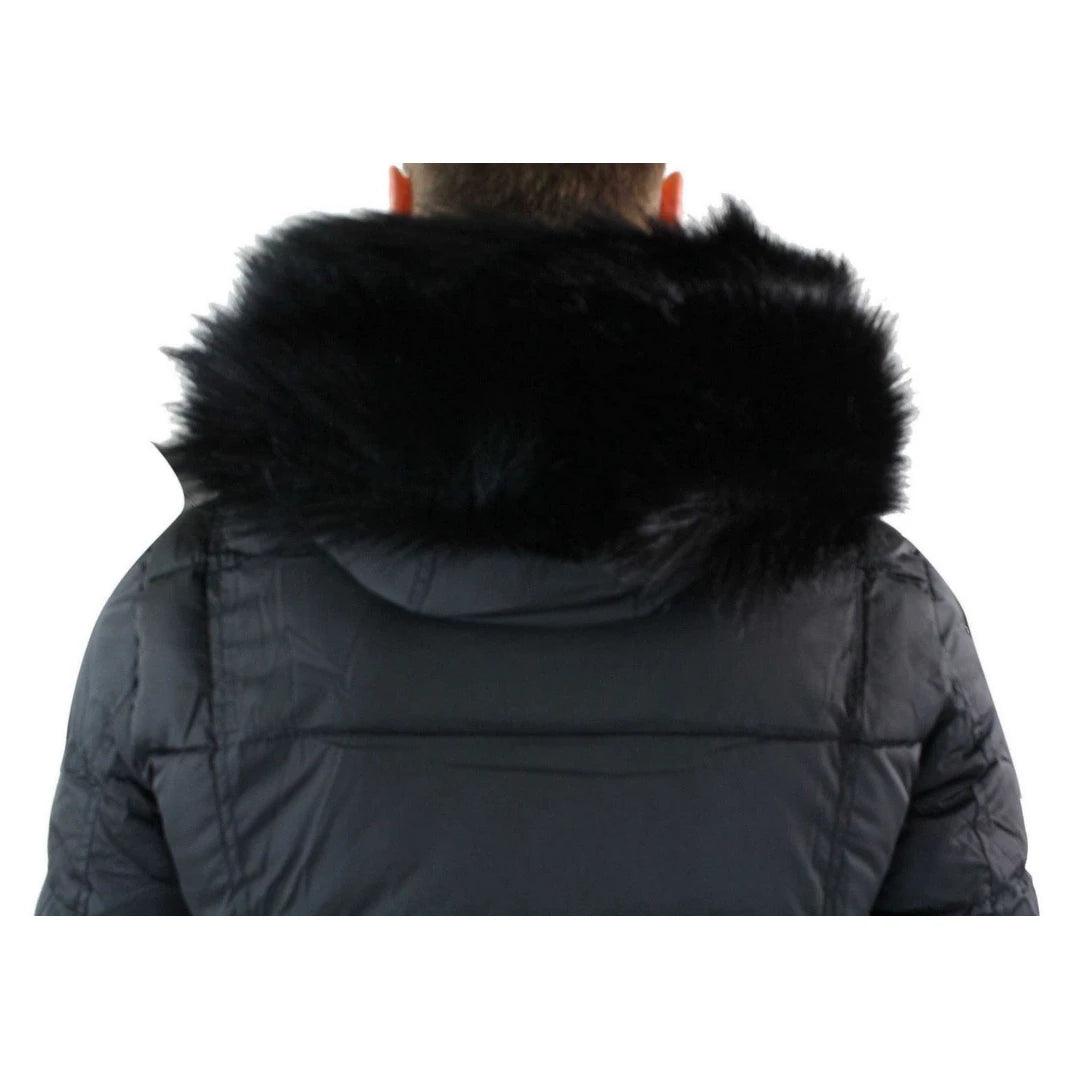 Mens Zip Hooded Fur Jacket Coat Puffer Quilted Warm Winter - Knighthood Store