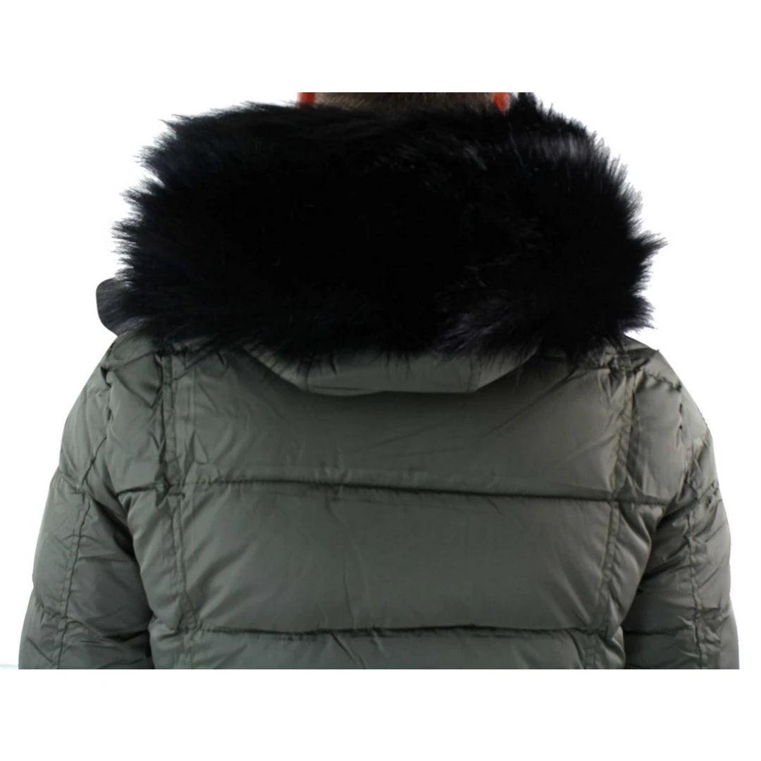 Mens Zip Hooded Fur Jacket Coat Puffer Quilted Warm Winter - Knighthood Store