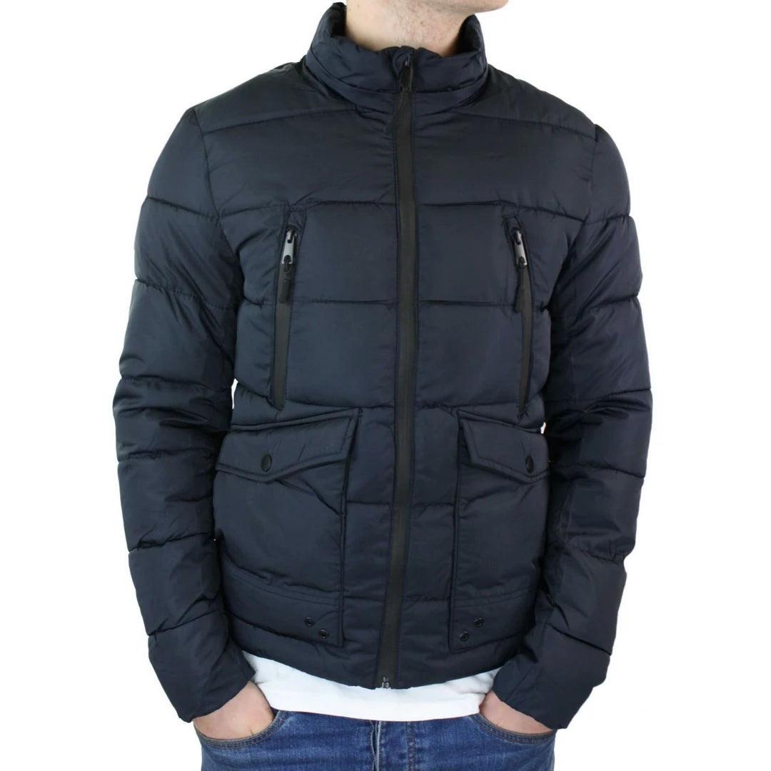 Mens Zip Hooded Fur Jacket Coat Puffer Quilted Warm Winter - Knighthood Store