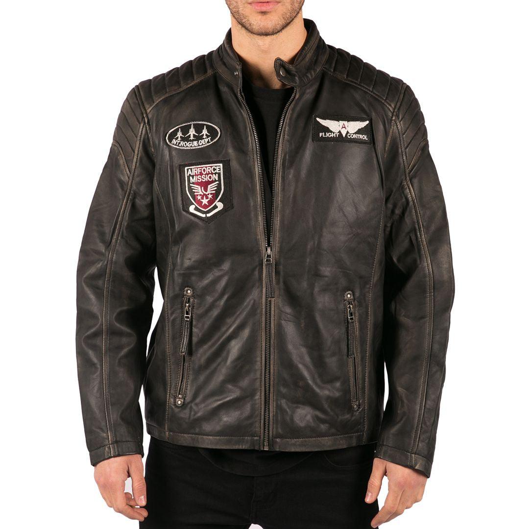 Mens Real Leather Washed Biker Airforce Jacket Distressed Casual Fit Retro Vintage - Knighthood Store
