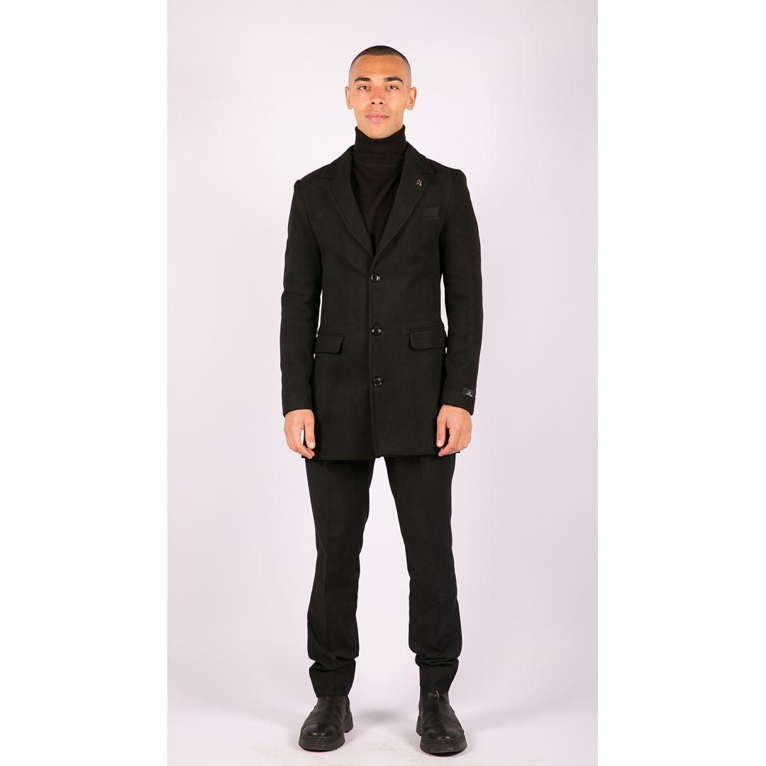 Mens 3/4 Long Overcoat Jacket Wool Feel Coat Blinders Slim Fit - Knighthood Store