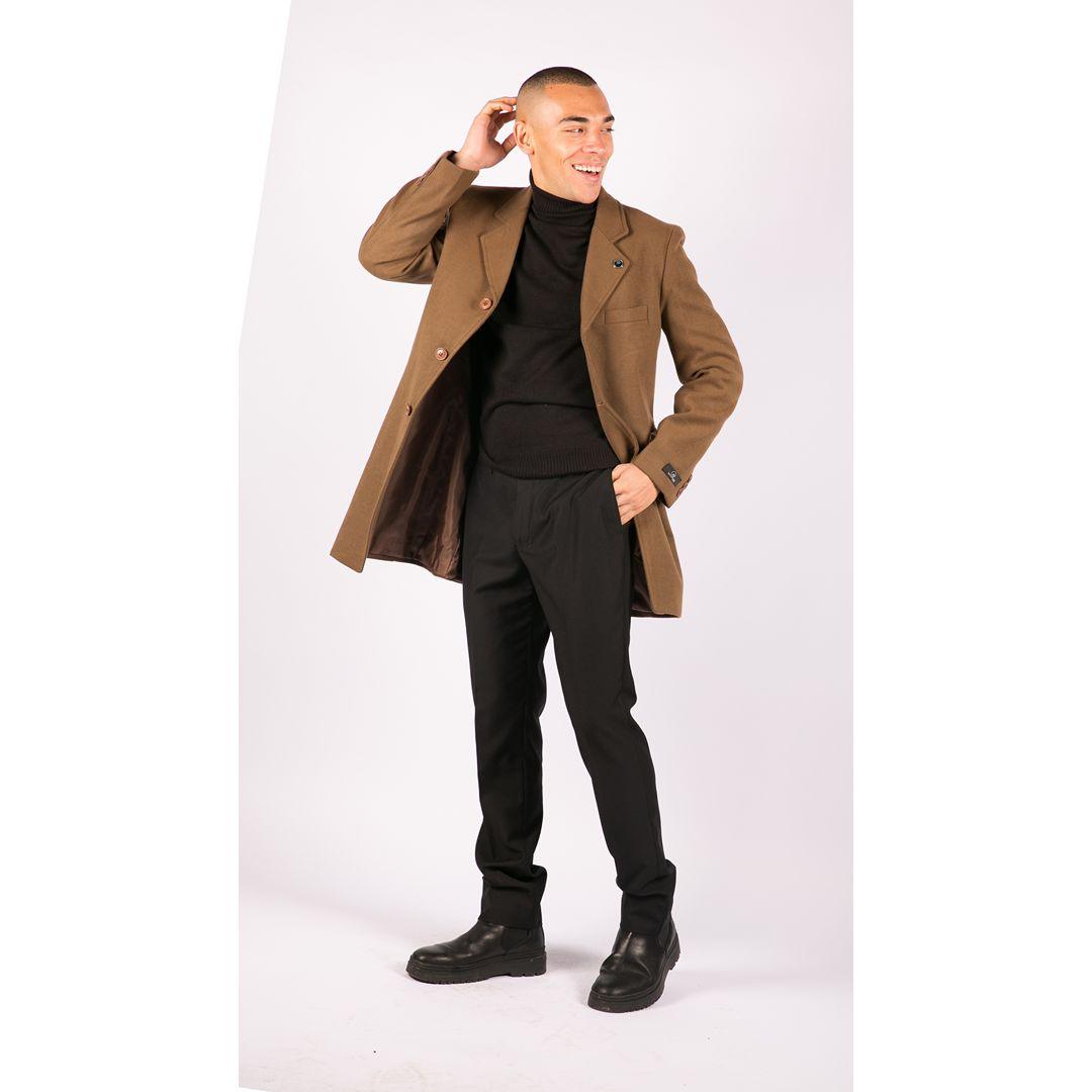 Mens 3/4 Long Overcoat Jacket Wool Feel Coat Blinders Slim Fit - Knighthood Store