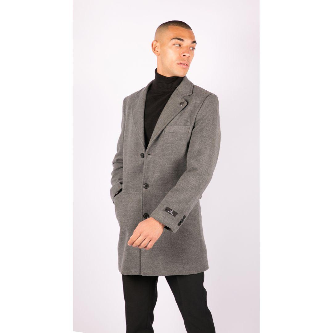 Mens 3/4 Long Overcoat Jacket Wool Feel Coat Blinders Slim Fit - Knighthood Store