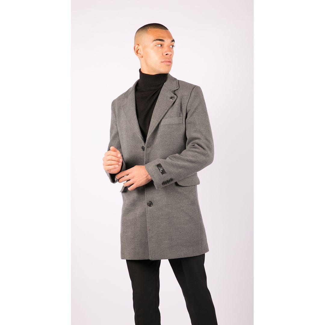 Mens 3/4 Long Overcoat Jacket Wool Feel Coat Blinders Slim Fit - Knighthood Store