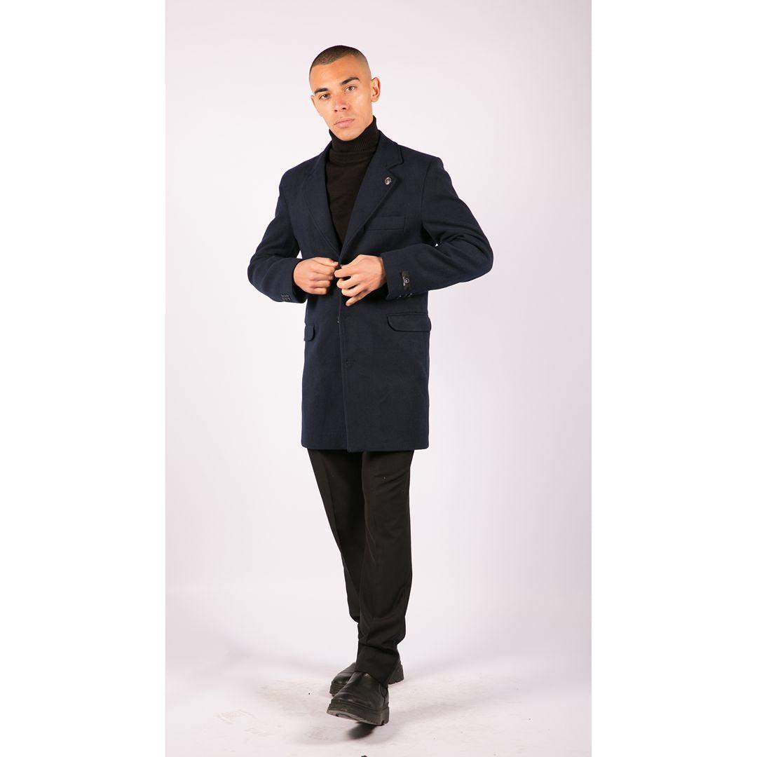 Mens 3/4 Long Overcoat Jacket Wool Feel Coat Blinders Slim Fit - Knighthood Store