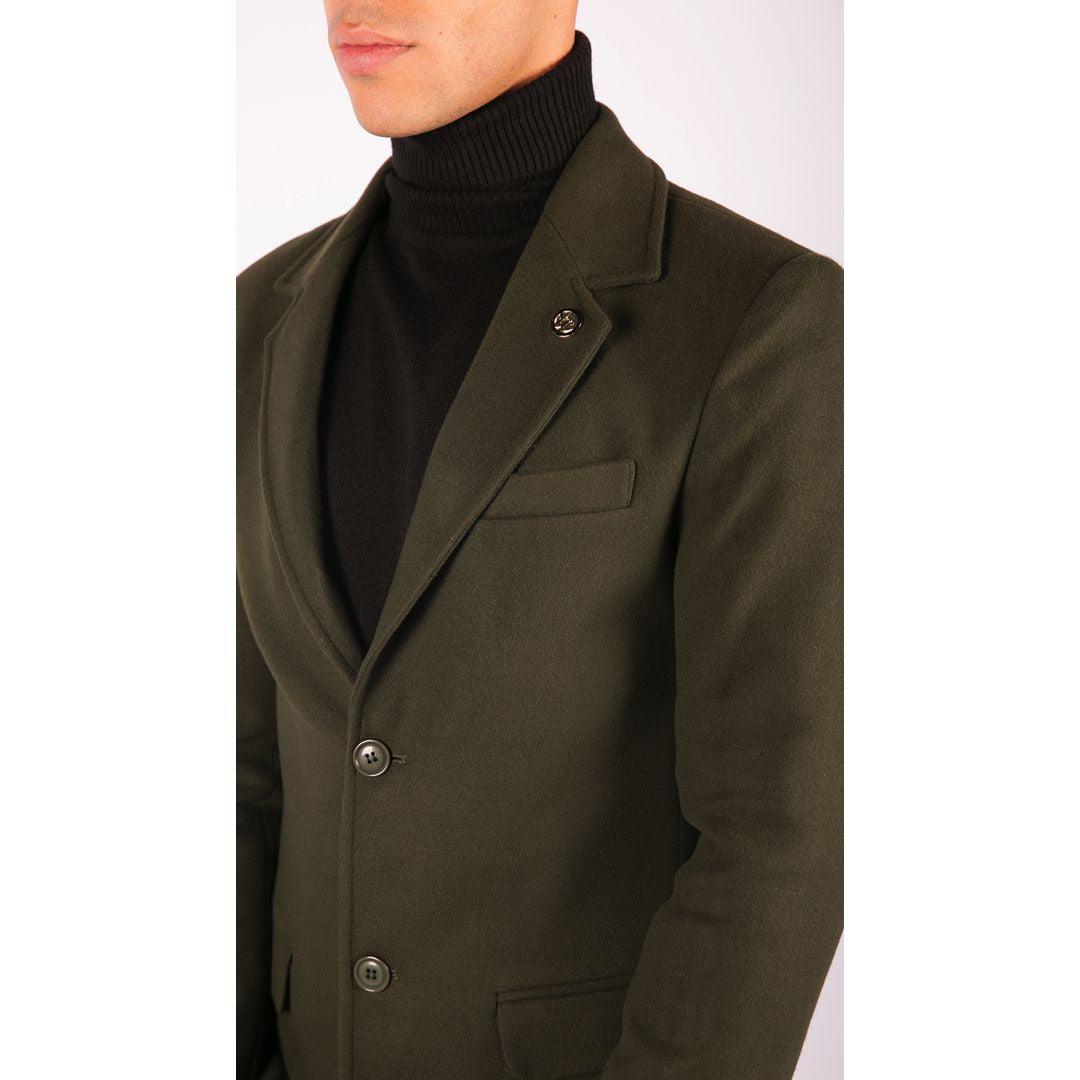 Mens 3/4 Long Overcoat Jacket Wool Feel Coat Blinders Slim Fit - Knighthood Store