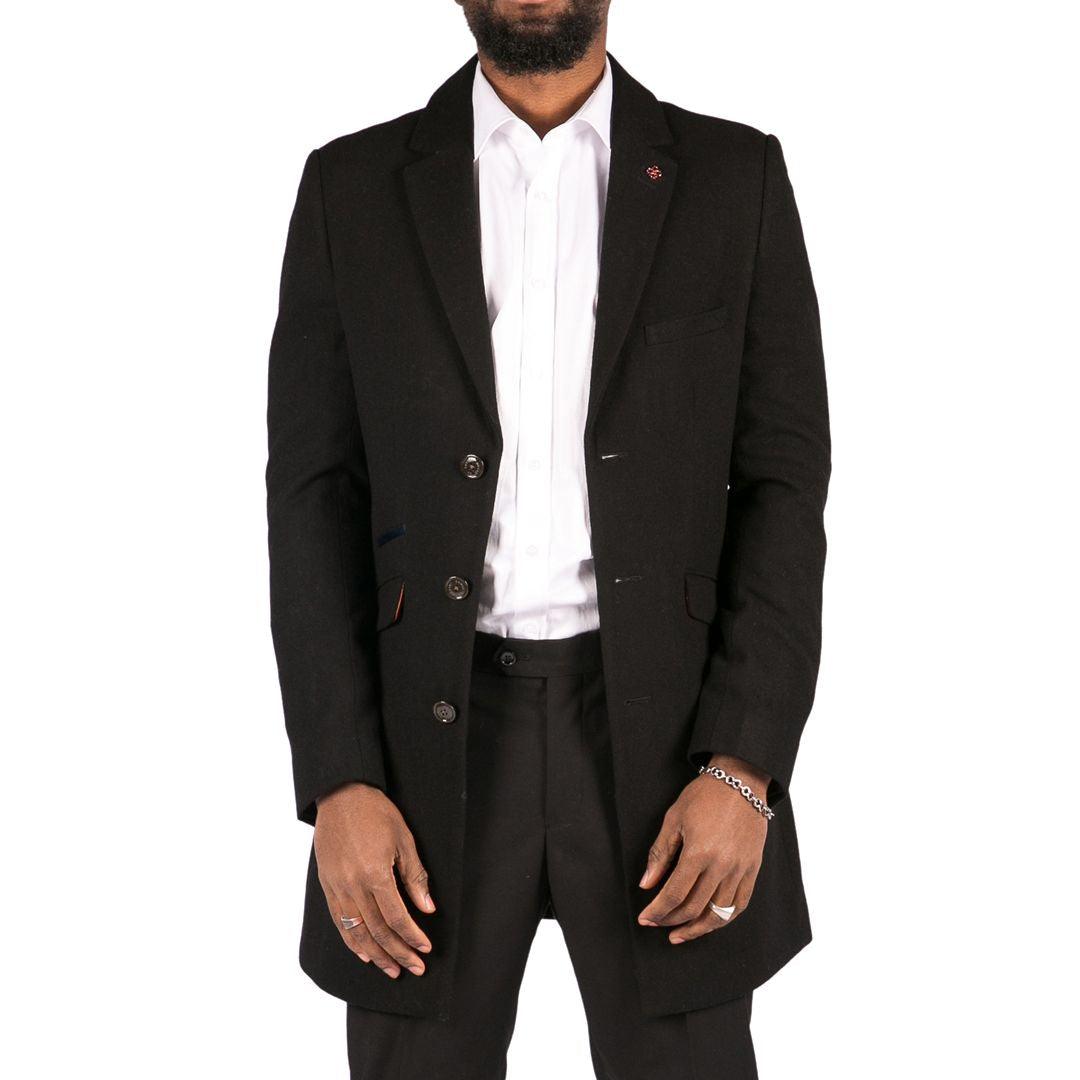 Mens Smart Casual 3/4 Wool Overcoat Jacket Herringbone Tweed 3 Button Coat - Knighthood Store