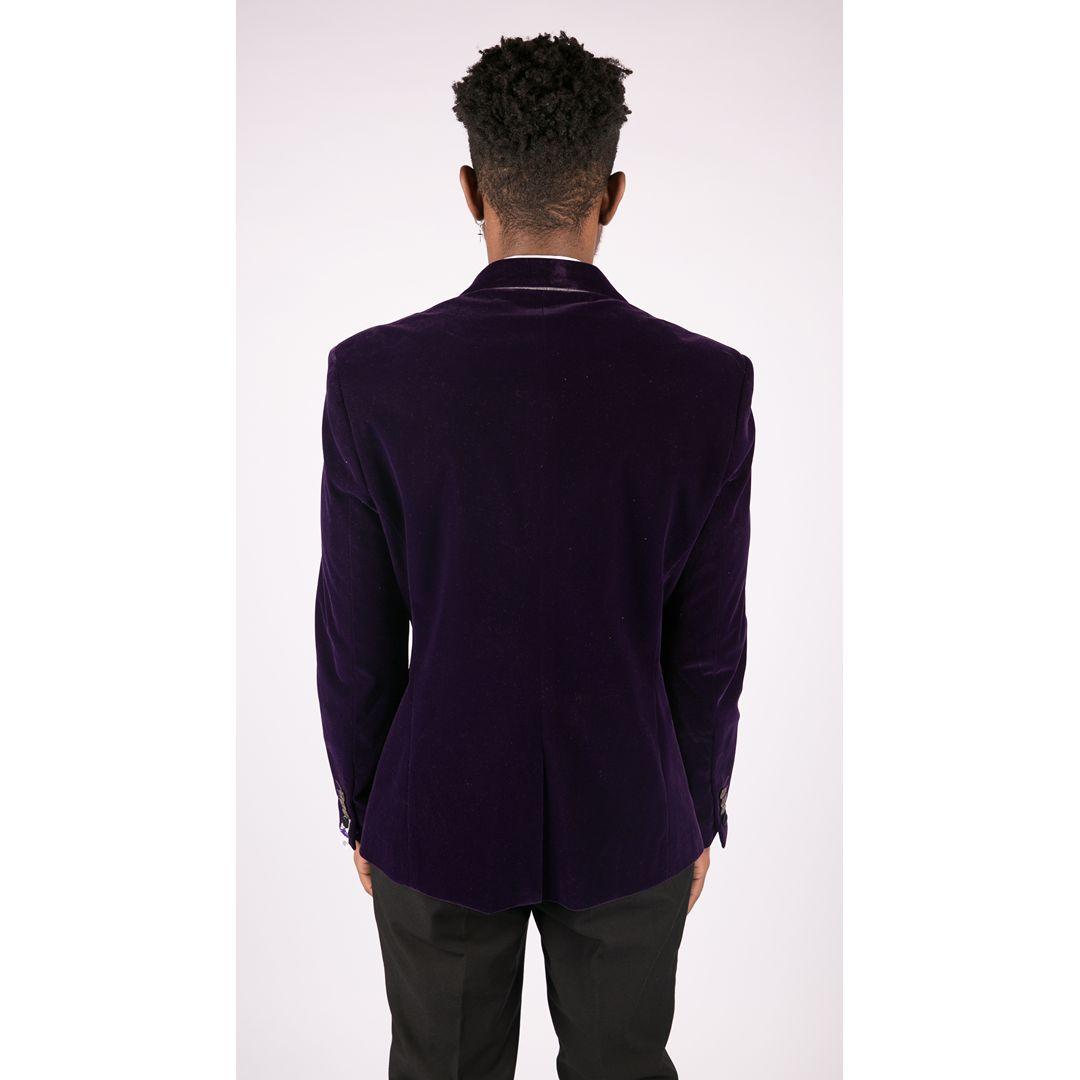 Mens Soft Velvet Black Navy 1 Button Dinner Jacket Tuxedo Blazer Smart Casual Fit - Knighthood Store
