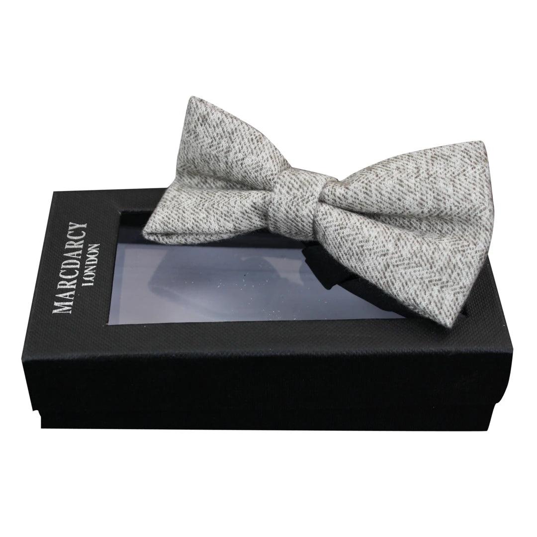 Mens Tweed Herringbone Textured Velvet Marc Darcy Bow Ties Vintage Retro - Knighthood Store