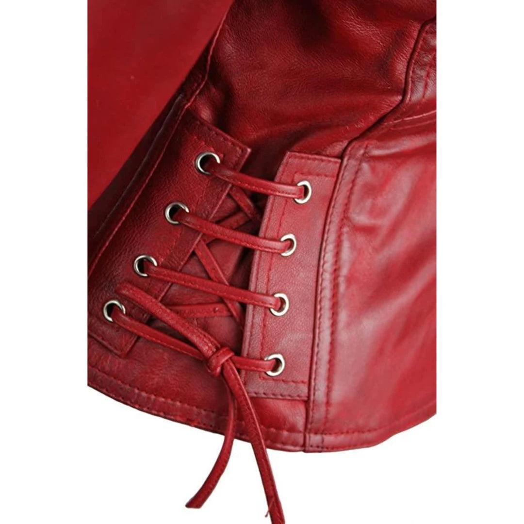 Leather 100% Jacket Biker Style Vintage Red Soft Leather - Knighthood Store
