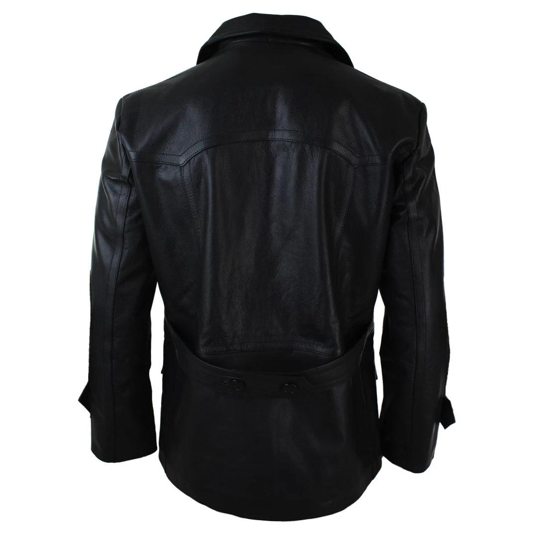 Mens 3/4 Double Breasted Real Leather Dr Who Kreigsmarine Uboat Jacket - Knighthood Store
