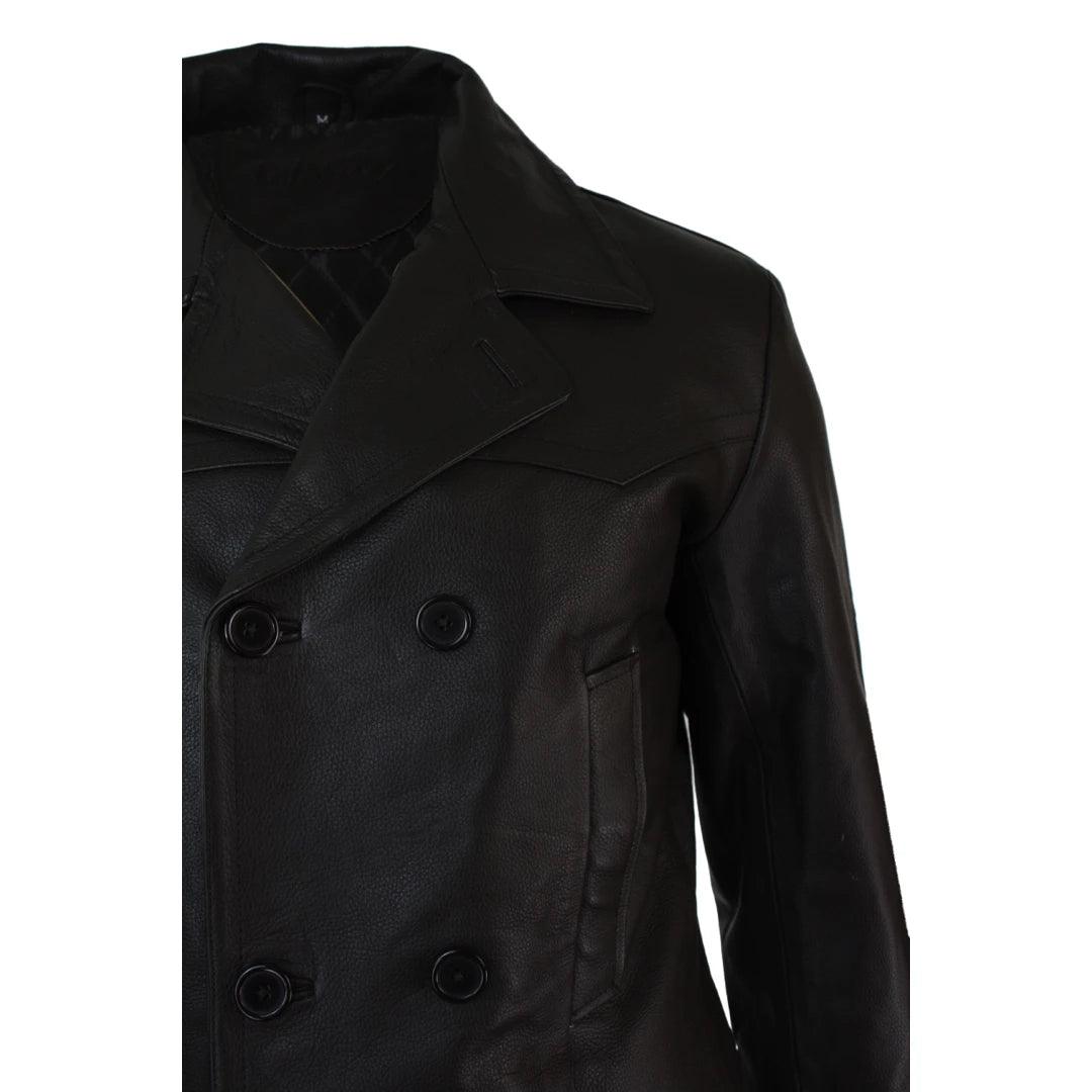 Mens 3/4 Double Breasted Real Leather Dr Who Kreigsmarine Uboat Jacket - Knighthood Store