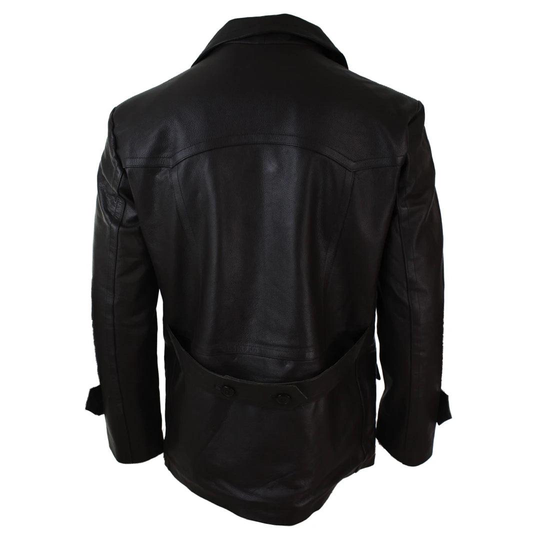 Mens 3/4 Double Breasted Real Leather Dr Who Kreigsmarine Uboat Jacket - Knighthood Store