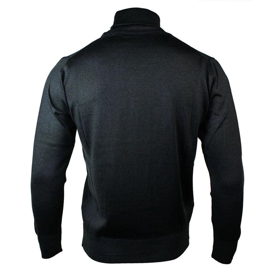 Mens Slim Fit Polar Roll Neck Jumper Light Weight Fitted Cashmere Wool Blend Grey Black Navy - Knighthood Store
