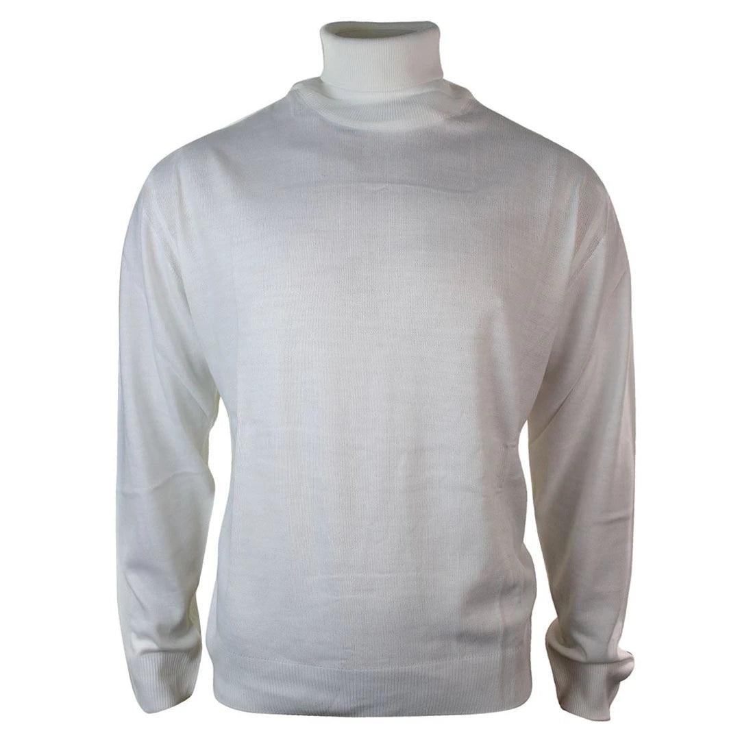 Mens Slim Fit Polar Roll Neck Jumper Light Weight Fitted Cashmere Wool Blend Grey Black Navy - Knighthood Store