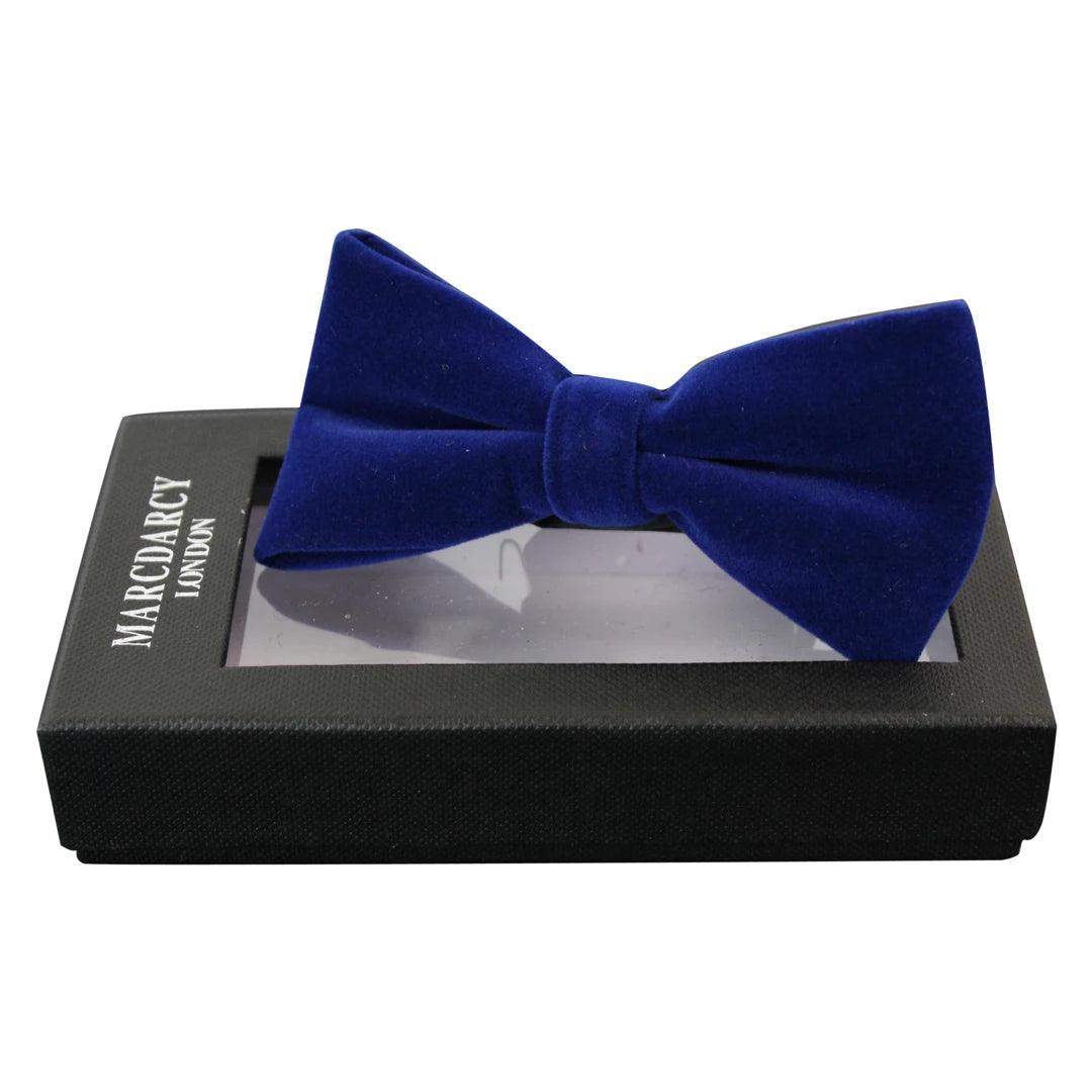 Mens Tweed Herringbone Textured Velvet Marc Darcy Bow Ties Vintage Retro - Knighthood Store