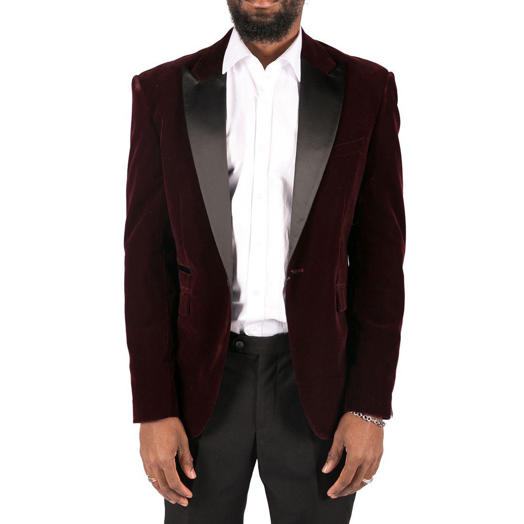 Mens Soft Velvet Black Navy 1 Button Dinner Jacket Tuxedo Blazer Smart Casual Fit - Knighthood Store
