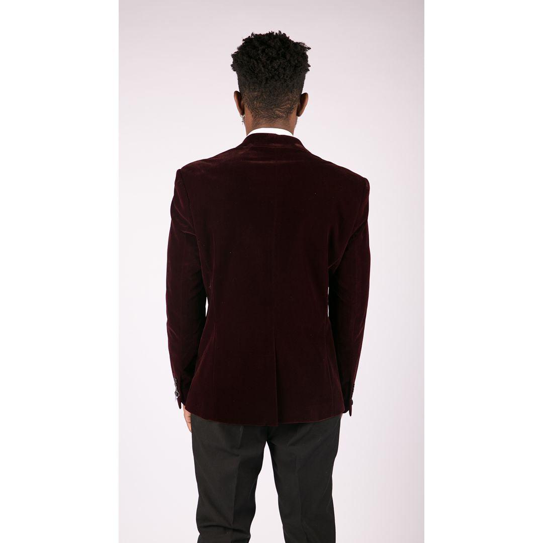 Mens Soft Velvet Black Navy 1 Button Dinner Jacket Tuxedo Blazer Smart Casual Fit - Knighthood Store