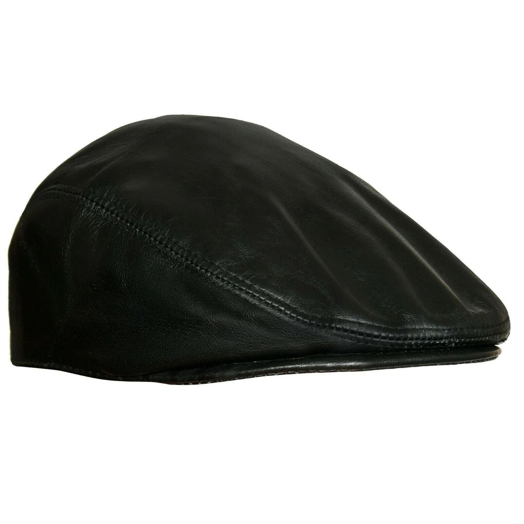 Men's Real Leather Ivy Newsboy Peaked Flat Cap