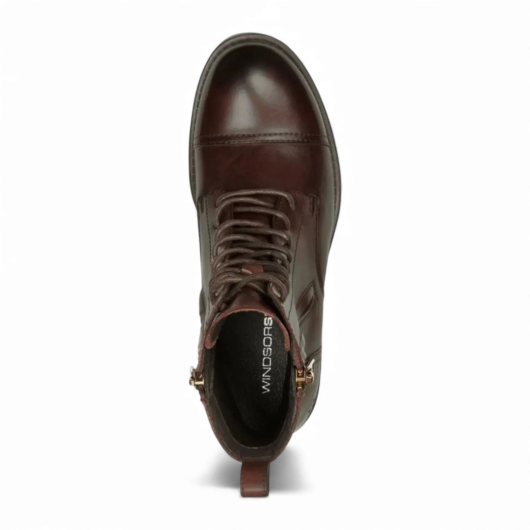 Willem - Men's Maroon Brown Leather Military Combat Boots