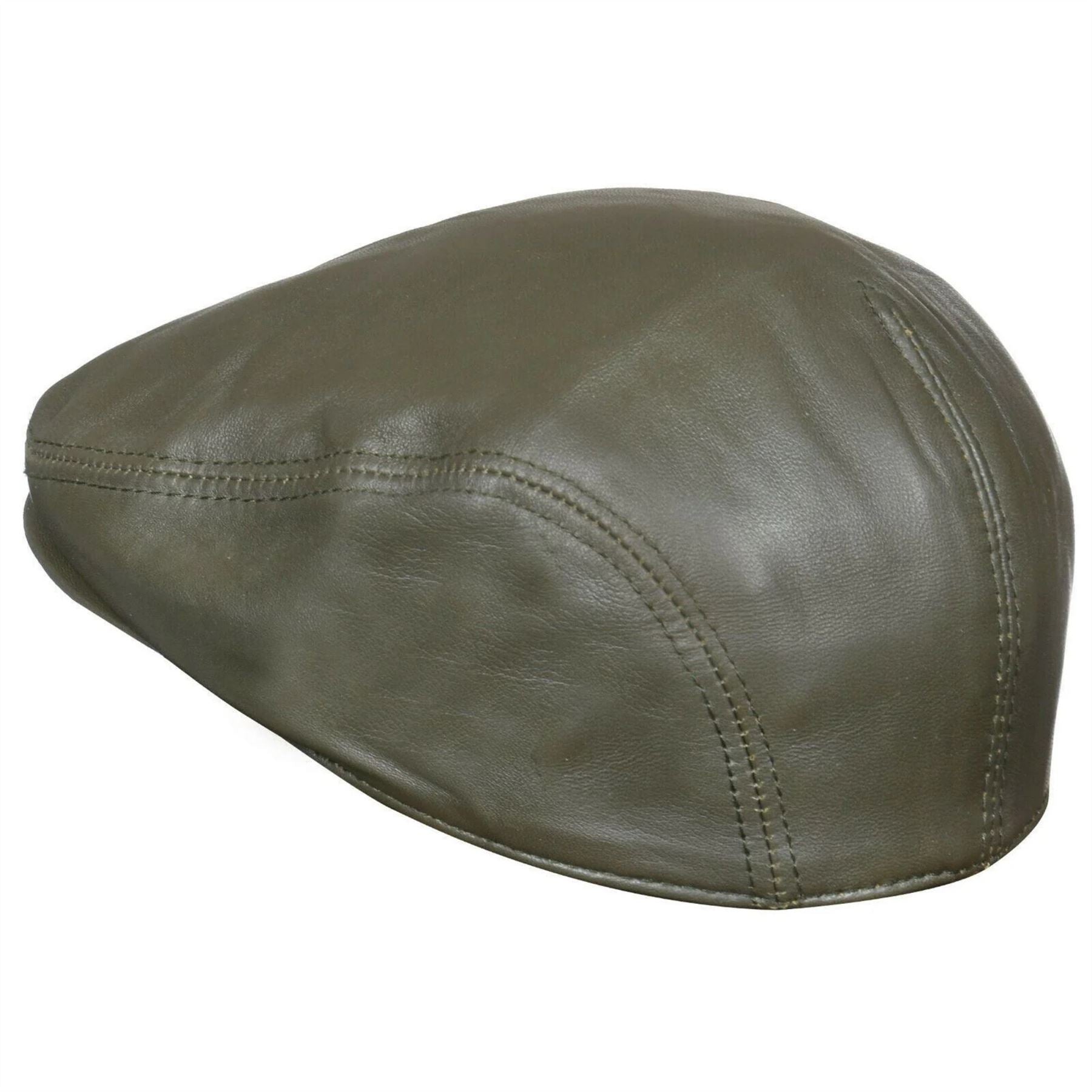 Men's Real Leather Ivy Newsboy Peaked Flat Cap