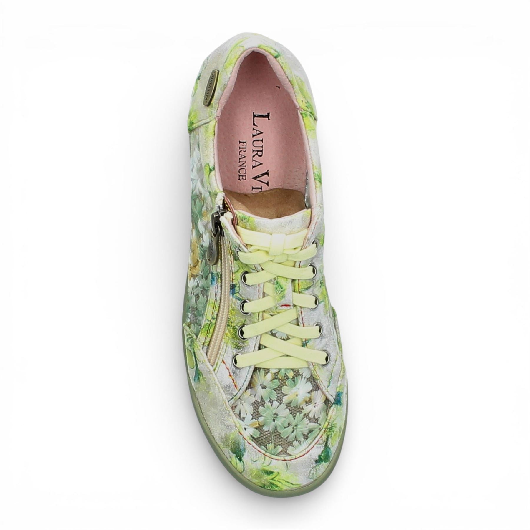 Tivanao 05 - Women's Yellow Floral Leather Sneakers