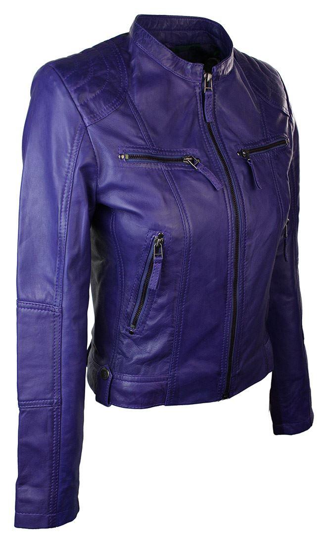 New Ladies Womens Real Leather Slim Fit Soft Zip Biker Style Jacket - Knighthood Store