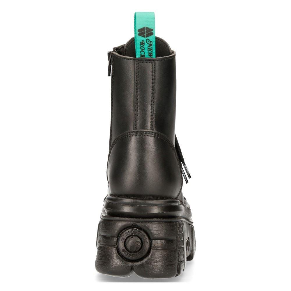 New Rock M-NewMILI083-VS2 VEGAN BOOTS Combat Black Leather Platform Biker Shoes - Knighthood Store