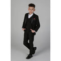 Boys 3 Piece Black Classic Satin Tuxedo Dinner Suit Wedding - Knighthood Store