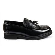 Men’s PU Leather Tassel Loafers Non-Slip Lug Sole Textured Moc-Toe Slip-On Shoes