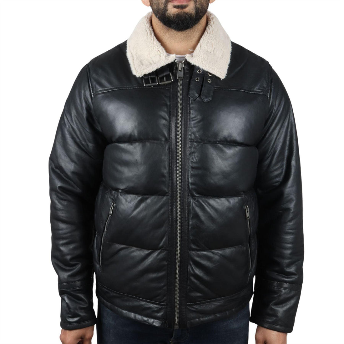 Men's Puffer Quilted Aviator Bomber Flying Fleece Lining Jacket - Knighthood Store