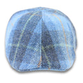 Men's Duckbill Cap 100% Wool Tweed Blue Check Gatsby Peaked Ivy 6 Panel Hat - Knighthood Store