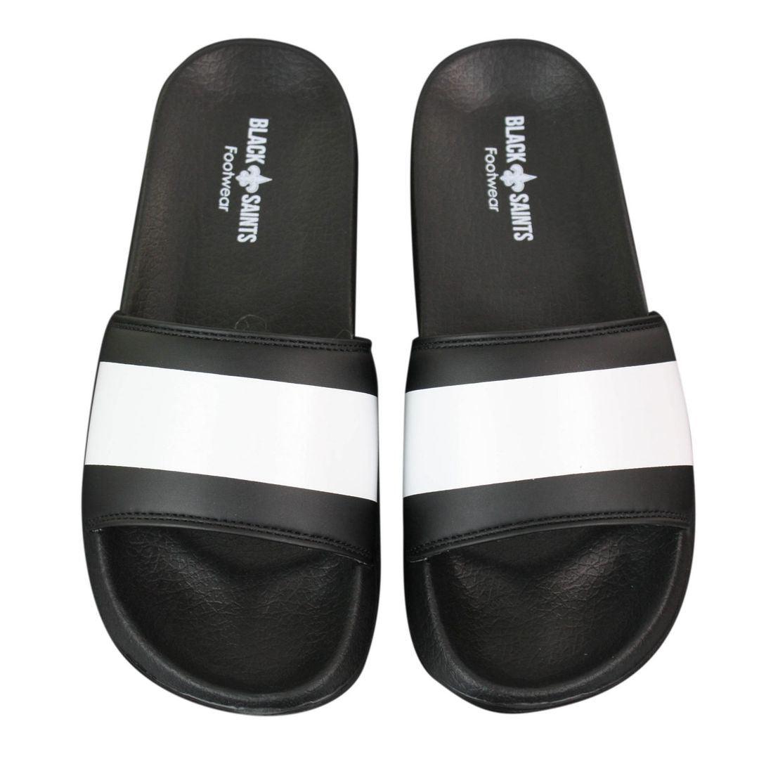 Mens Black White Stripes Spikes Flip Flops Slippers Summer Beach Casual Walking - Knighthood Store