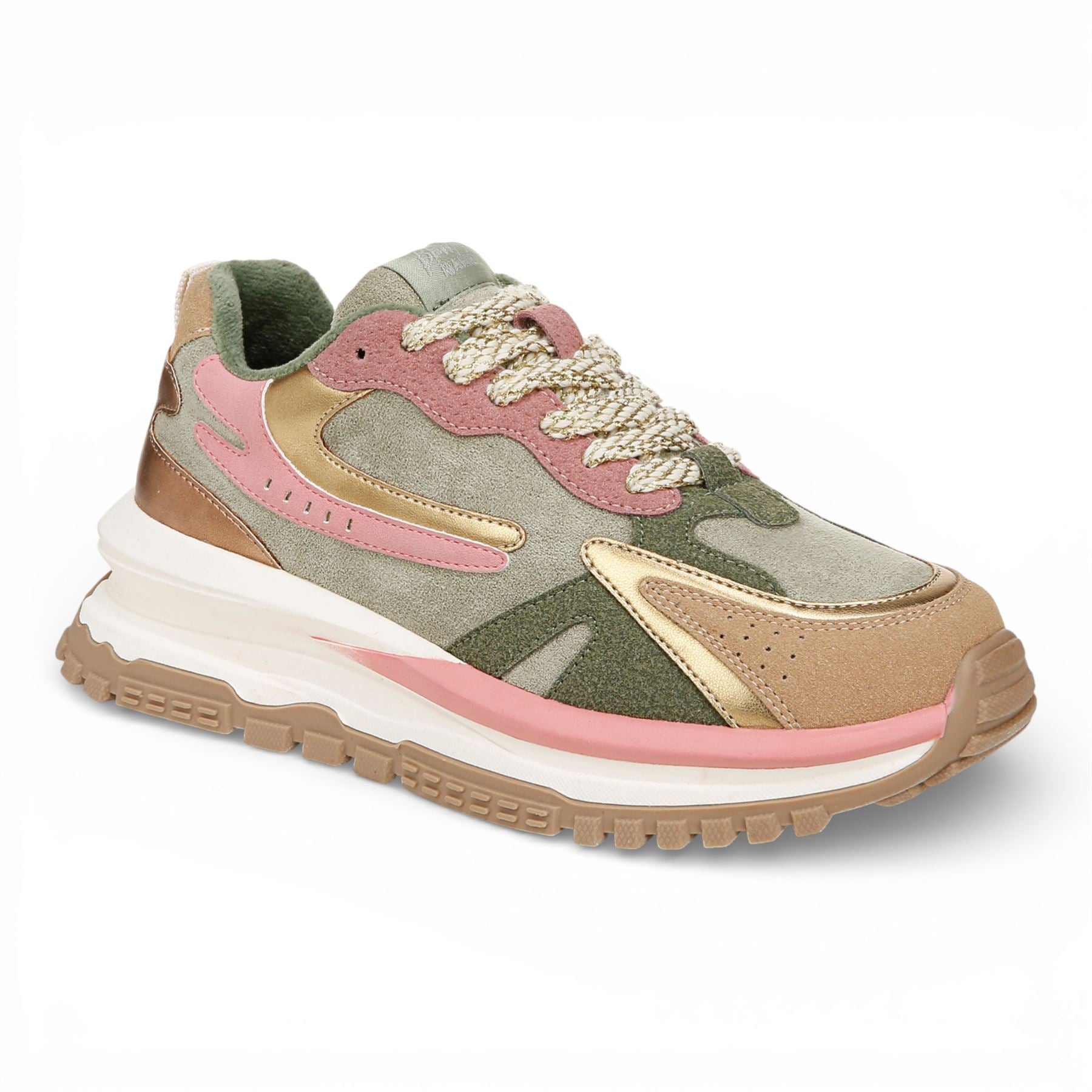 Leo - Women's Green Pink Retro Sneaker