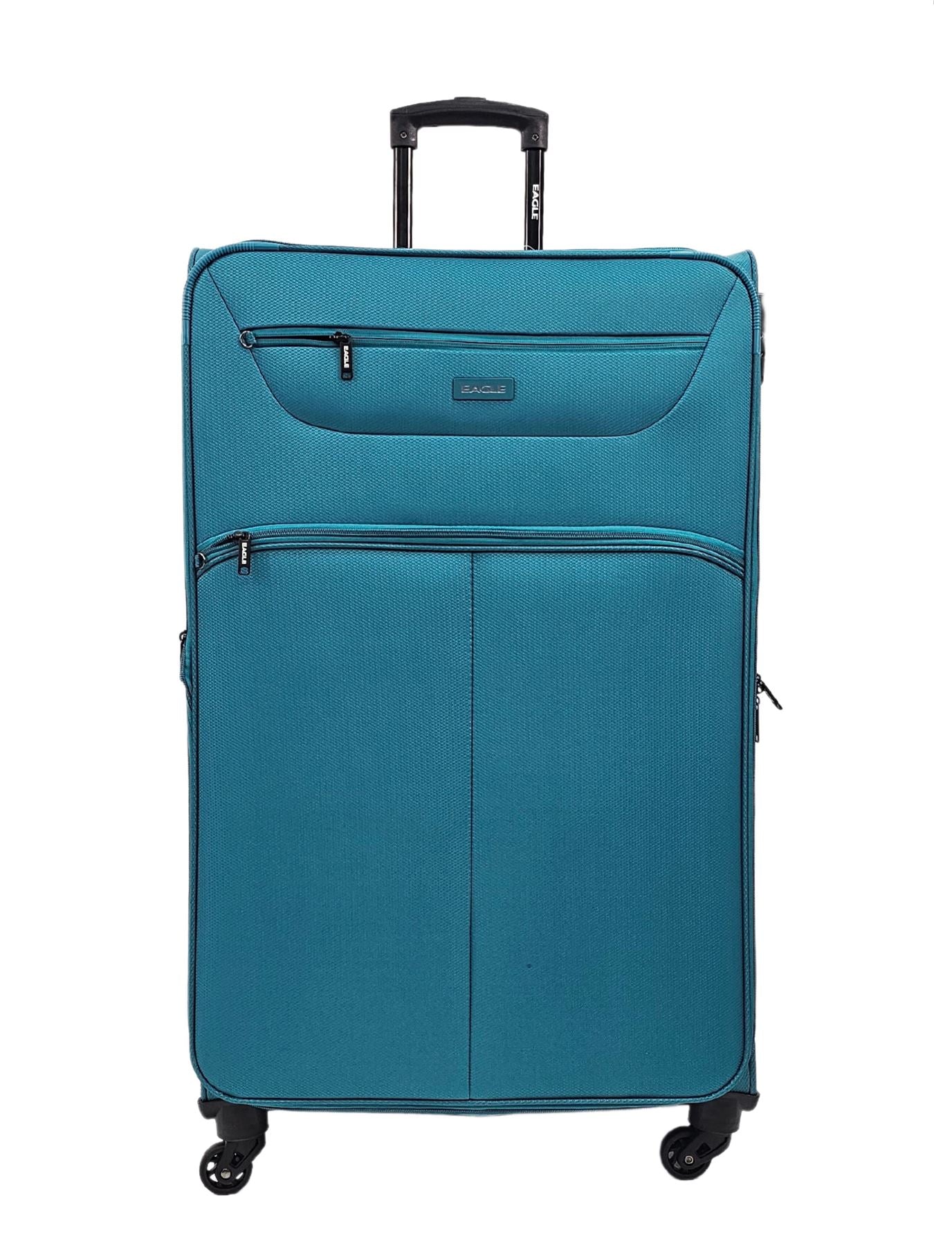 Soft Case Suitcase 4 Wheels Cabin Check In Hand Luggage Trolley Pin Combination Zipped Compartments