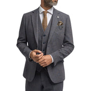 Thomas - Men's Navy Classic Herringbone Tweed Blazer