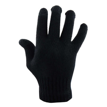 Mens Stretch Basic Warm Gloves Black One Size Stretch Woven Knitted - Knighthood Store